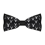 Nevjipu Clip On Bow Ties for Men Adjustable - Cool White Elk Print Business Tuxedo Bowtie for Party Wedding