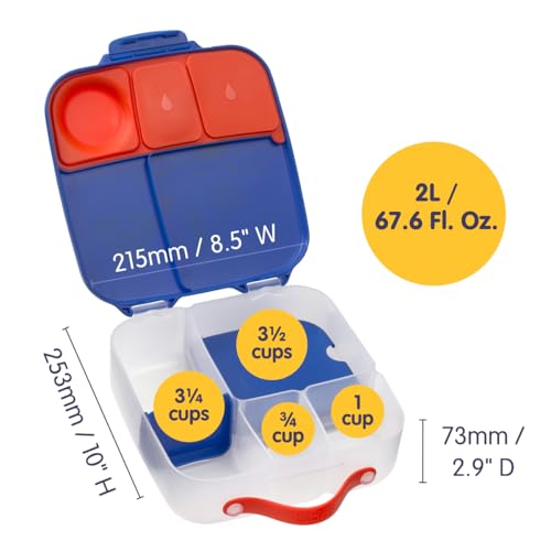 Image of b.box Superman Lunch Box for Big Eaters All Ages - 8.5 Cup Leak Proof Bento Box with 4 Compartments, School Lunch Container with Ice Pack, Dishwasher Safe, BPA-Free, PFAS-Free