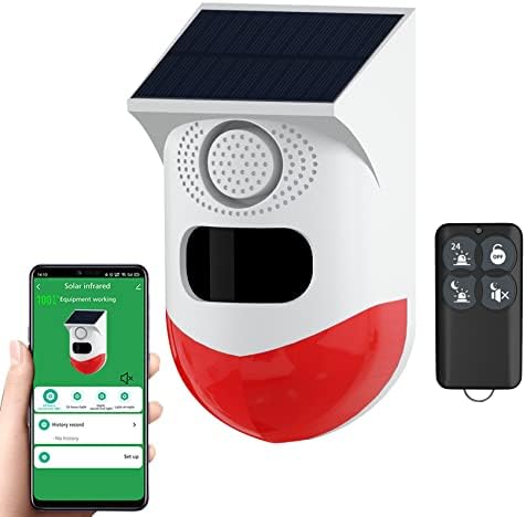 ChunHee WiFi Solar Outdoor Motion Sensor Alarm,130db Sound Security Siren Light with Remote Controller,Tuya APP Operation,IP67 Waterproof Motion Detector for Home,Villa,Farm,Barn,Yard,Chicken coop