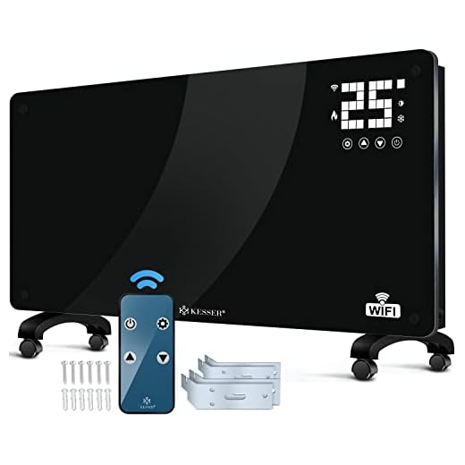 KESSER® Convector de cristal calefactor eléctrico APP función WiFi incluye mando a distancia calefacción eléctrica de pie o pared radiador | pantalla táctil | temporizador | 2500 W |