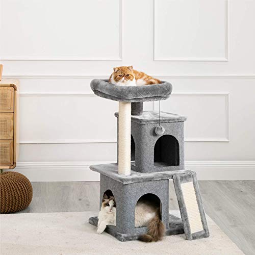 Lesure Cat Tree For Large Cat - Cat Tower For Indoor Cats With Scratching Post And Platform, Multi-Level Pet Play House Stable Kitty Furniture, 34 Inches Tall, Grey #TOP1