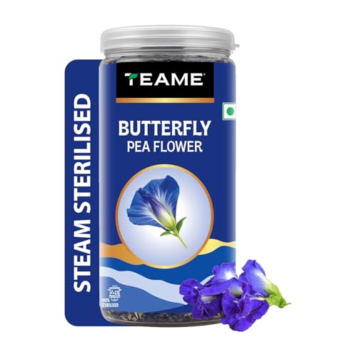 Image of TE-A-ME Butterfly Pea Flower Tea | Blue Pea Tea | 100gm (100+ Cups) | SUPER ANTIOXIDANT | Caffeine Free | Aparajita - Shankhpushpi | Flower Based - Herbal | Helps Relieve Stress