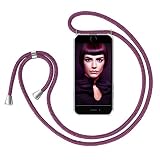 ZhinkArts Collier pour Apple iPhone 7/8 / SE (2020) - 4,7' Display - Étui de Téléphone avec Cordon - Coque pour Smartphone, Ètuis à Bandoulière - Aubergine Rouge