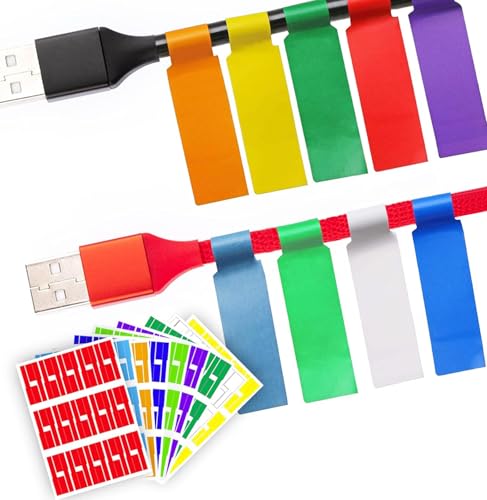 270 PCS Tear Resistant Cable Labels, 9 Colors Waterproof Cable Tags Wire Labels for Management, Cord...
