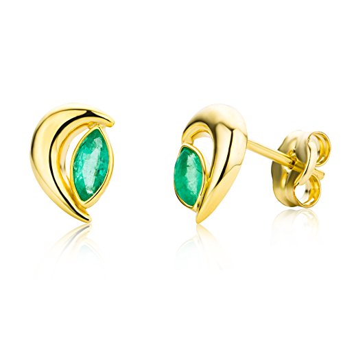 Preisvergleich Produktbild Miore Damen-Ohrstecker 9 Karat 375 Gelbgold Smaragd