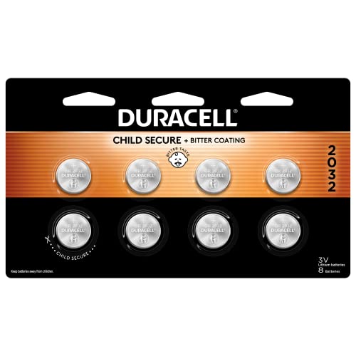 Duracell Cr2032 3V Lithium Battery, Child Safety Features, 8 Count Pack, Lithium Coin Battery For Key Fob, Car Remote, Glucose Monitor, Cr Lithium 3 Volt Cell #TOP8