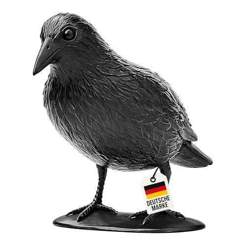 WELLGRO WELLGRO Vogelschreck Krähe – Raben Attrappe zur Vogelabwehr & Taubenabwehr – sitzend...