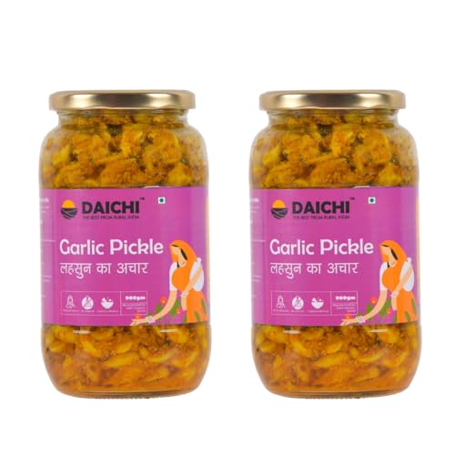 Image of Daichi - Garlic Pickle | Crafted with love by women artisans | Sun cured | Cold-pressed mustard oil | In-house spices | No Preservatives 1kg (Pack of 2)