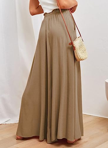 Image of Dokotoo Pants for Women Casual Elastic Waist Wide Leg Pants with Pockets
