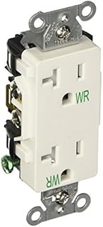 Hubbell DR20WHIWRTR Receptacle Weather and Tamper Resistant, Deco Face, 20 amp, 125V, White by Hubbell