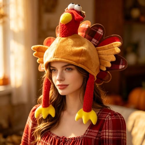 Cxquxse Thanksgiving Turkey Hats for Adults Funny Turkey Knitted Hat - image 4