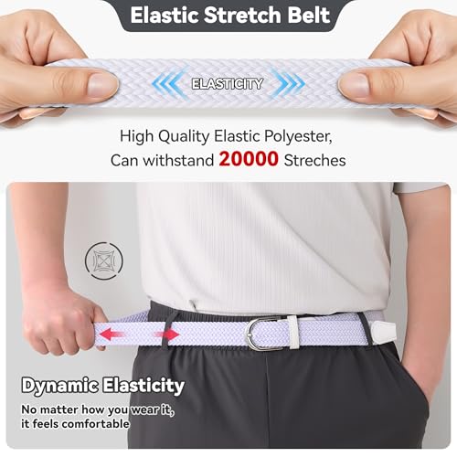 Image of Mile High Life | Braided Stretch Elastic Belts | Pin Oval Solid Black Belt Buckle | PU Loop End Tip Men /Women /Junior Belt