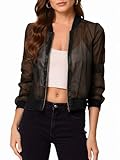 Fisoew Women's Crop Mesh Sheer Bomber Jackets Lightweight Long Sleeve Zip Up Jacket Outwear