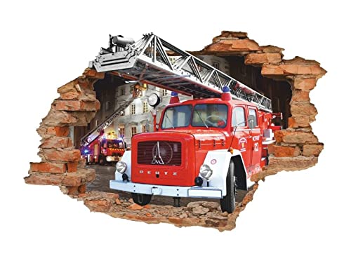 Autocollant mural 3D camion de pompier, autocollant mural pompier, autocollant amovible en vinyle