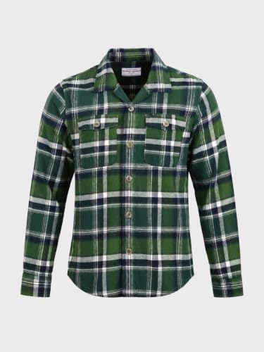 Image of The Indian Garage Co Men Regular Fit Checkered Full Sleeves Spread Collar Double Flap Pocket Casual Over Shirt