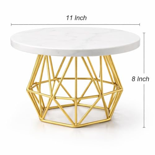 Image of ELIZAH Metal Cake Stand with Ivory Top & Gold Base | Premium Dessert & Cake Display Stand for Parties, Birthdays & Weddings (White or Gold)