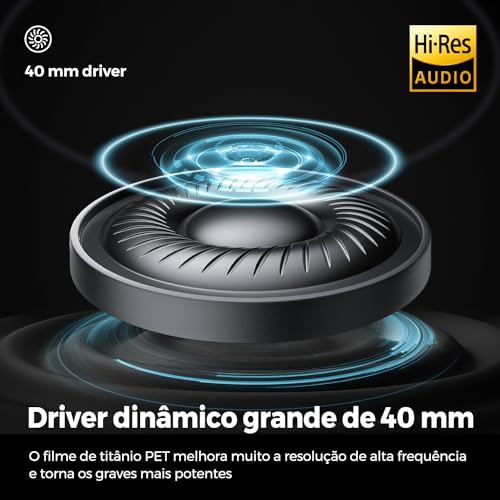 SoundPEATS Space Fones de ouvido sem fio Bluetooth5.3 Faixa de Cabeça Dobrável Cancelamento Ativo de