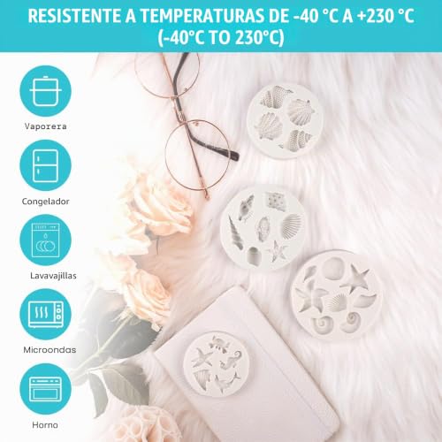 Miniatura 4 de 4 Piezas Marina Animales Moldes Silicona,Moldes De Fondant Para Tartas Con Temática Marina,Molde De Silicona Para Fondant Con Tema Marino,3d Molde Conchas Del Mar Marina Animales Moldes,Para Gelatina