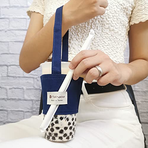 Image of Portable Coffee & Boba Cup Holder Strap (2 Pcs Set) (Navy Blue)