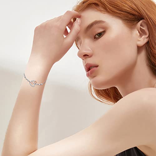 Rose Flower Heart Bracelet for Women 925 Sterling Silver Rose Flower Birthstone Bracelet Jewelry Gifts for Women3