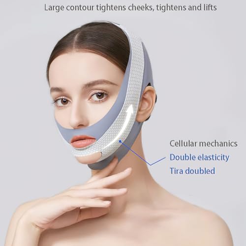 Image of Face Slimming Mask, V-Line Lifting Band, Double Chin Reducer, Facial Contour Shaping Strap (Grey)