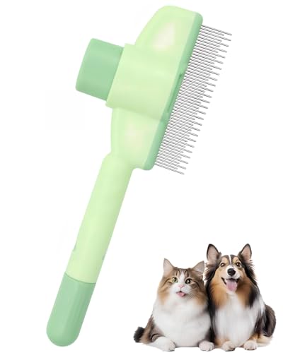 Image of Pet Comb for Cats,Pet Hair Removal Comb Flea Comb with Release Button (Green)