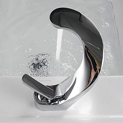 Robinet de lavabo cascade contemporain finition laiton chromé
