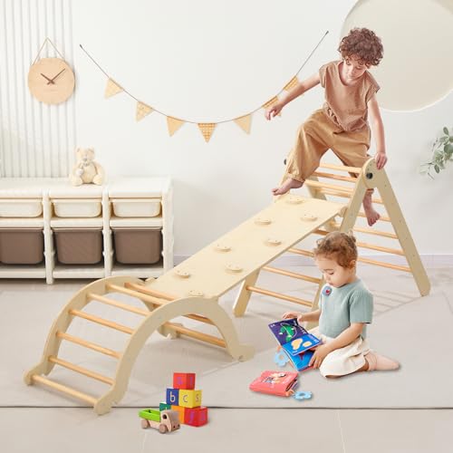 Wooden Pikler Triangle Set with Climbing Toys
