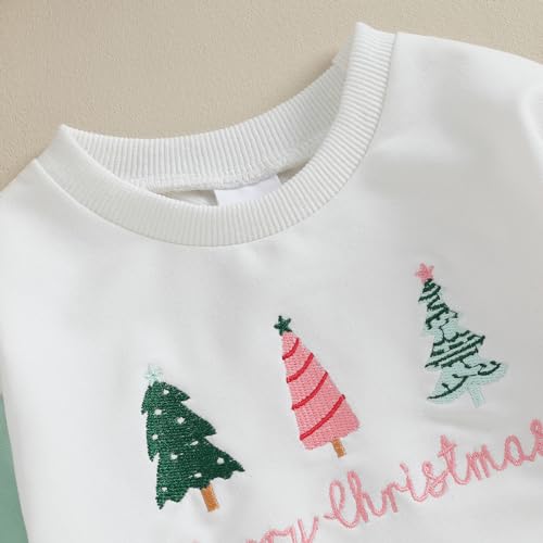 Baby Christmas Outfit Newborn Onesie Girl Color Block Long Sleeve Sweatshirt Romper Embroidery Christmas Tree Clothes4