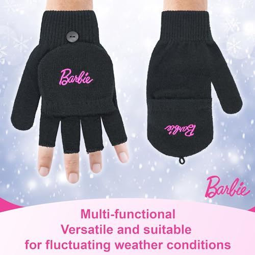 Barbie Girls Winter Hat with Gloves for Ages 5-13 Years – Ultra Soft Pink Beanie Winter Hat for Outdoors4