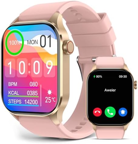 2024 Smart Watch for Women, 2.04-inch AMOLED Display, Infrared True Blood Oxygen Monitor, Heart Rate Blood Pressure Sleep, IP68 Waterproof Fitness Tracker, Compatible with Android iPhone iOS Pink