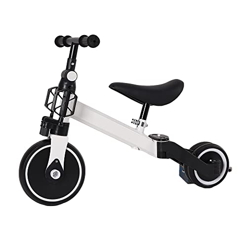 3-in-1 Dreirad für Kinder, Dreirad, Fahrrad, mit Putter, vergrößertem Körper, Dreirad, faltbar, für Kinder, Dreirad für Babys 1-4 Jahre, Fahrrad (weiß - mit Schiebestange) – Bild 5
