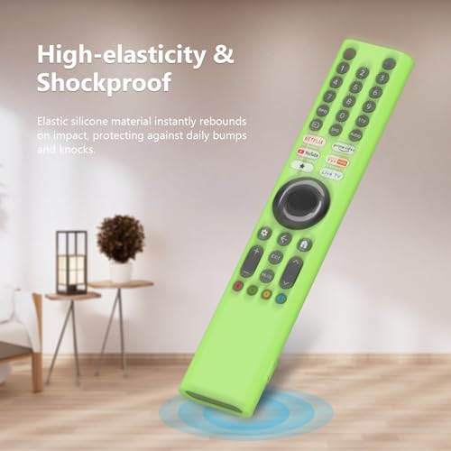 Image of Silicone Remote Cover for Xiaomi Mi TV 2025 Model Remote, Black, Diamond Textured, Precision Button Holes (LUMINIOUS Green, XIAOMI TV 2025)