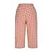 AKTCVVJ Womens Capri Pants Casual Linen Plaid Capris Loose Fit Drawstring Waist Capri Summer Vacation Pant with Pockets Orange