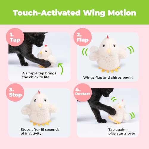 Image of Catify Best Pet Supplies Flapping Duckling, Chick & Bird Cat Toy - Motion-Activated Wings, Realistic Chirps, Catnip-Infused Plush, USB-Rechargeable, Indoor Cats & Kittens, Self-Play Enrichment - Beige