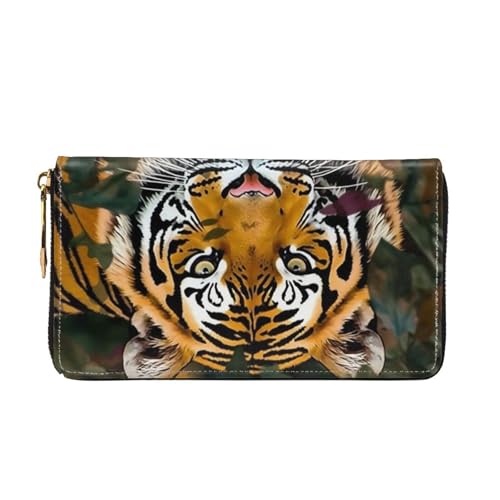 Leather Wallet for Women Men Bifold Wallet Ultra Slim Credit Card Holder Camouflage Tiger Ladies Clutch Purse3