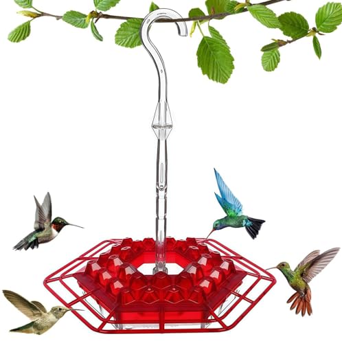 Hummingbird Feeders for Outdoors Hanging 30 Feeding Ports Bee-Proof and Leak-Proof - Tray Style drip-Free Easy to Clean and Refill attracts Hummingbirds Plastic with ant Fence and Hook