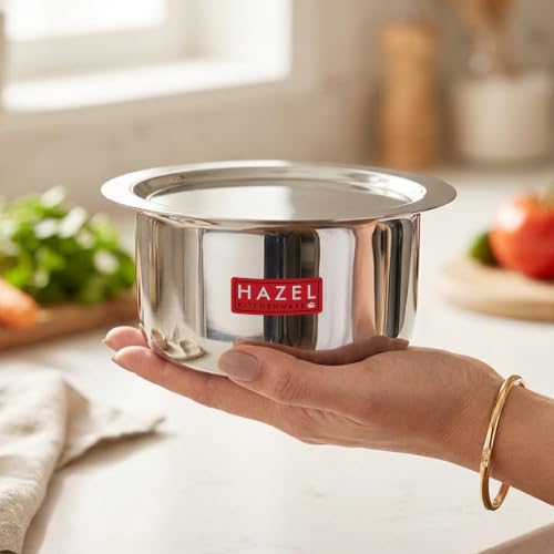 Image of HAZEL Stainless Steel Tope with Lid, Set of 3 | Heavy Gauge Flat Bottom Patila with Lid Combo 300ml, 500ml & 700ml | Durable Boiling Pots for Milk, Tea & Daily Cooking - Silver