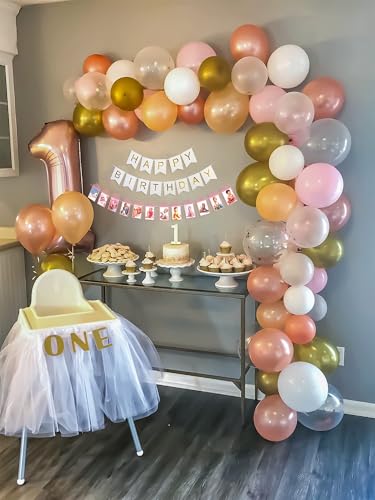 Image of Special You rose gold theme 1st birthday decoration kit for girls, kids with multicolor balloons for decoration, 1 number rose gold foil balloon, 1st birthday decoration for baby - 56 pcs