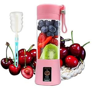 Draagbare Blender, Mini Blender Persoonlijke Blender Smoothie Maker met 6 Bladen, Fruit Mixing Machine, 1403MAH Blauw USB Oplaadbare Juicer Cup Fles voor Thuis Roze