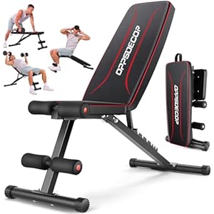 OPPSDECOR Weight Bench for Home Gym, Fast Foldable Workout Bench Press for Home Gym Full Body Strength Training, 8 Adjustable Backrests Incline/Flat/Decline Sit up Bench – 2024 Upgrade
