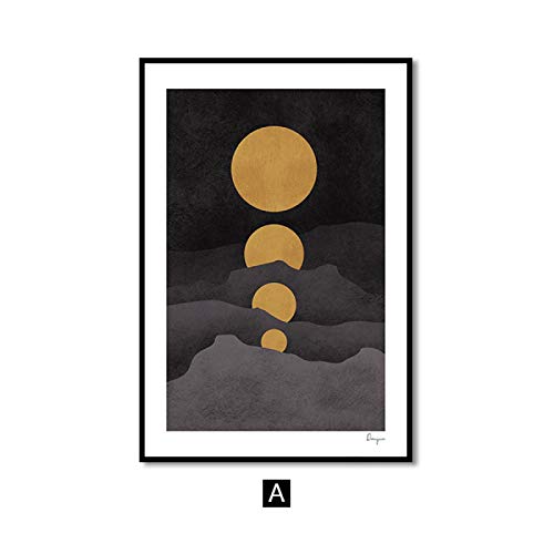 Affiche imprime pour salon abstrait et moderne or triptyque - 4