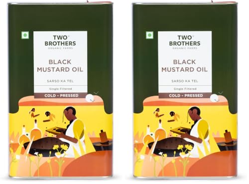 Image of Two Brothers Organic Farms India's Only Certified Glyphosate Free Mustard Oil /Sarso Ka Tel(5L), Made using farm grown Mustard seeds | Cold-Pressed and Single-Filtered Oil for Healthier Cooking | Kacchi Ghani, Natural and Unrefined