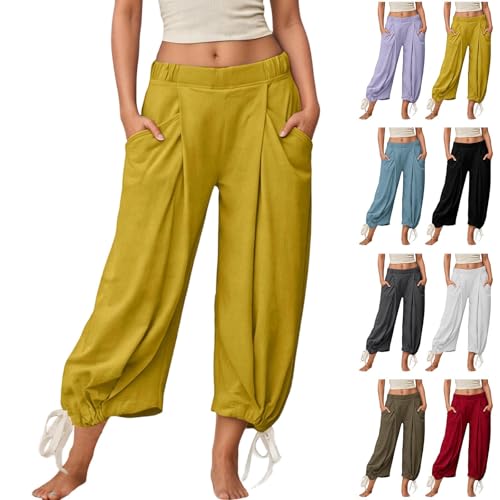 Pantalon d'été en coton de qualité supérieure coupe ample chic - 2