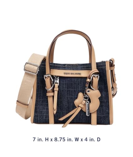 Bolso tote mini de denim True Religion | Denim oscuro | Bolsos tote pequeños para mujer con correa cruzada | Bolso bonito | Bolso diario para mujer miniatura 2