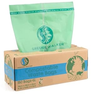 Greener Walker 6L-150Bags 100% Compostable Biodegradable Bin Liners 6L/10L/30L Food Waste Bags with EN13432 Certificate…
