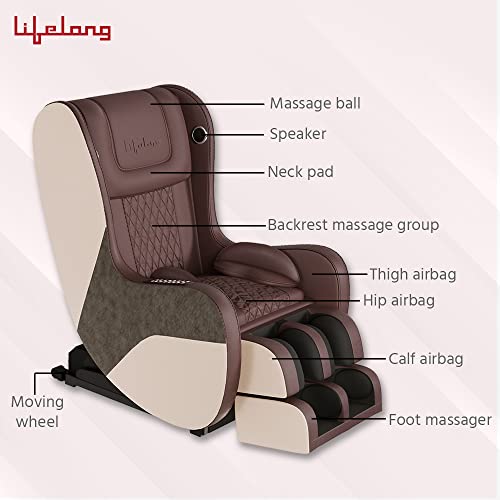Image of Lifelong LLM558 Full Body Massage Chair with Recliner and powerful 3D Back, Leg and Foot Rollers for Massage for Home| Massage chair for Full Body Relaxation at Home (1 Year Warranty), Brown
