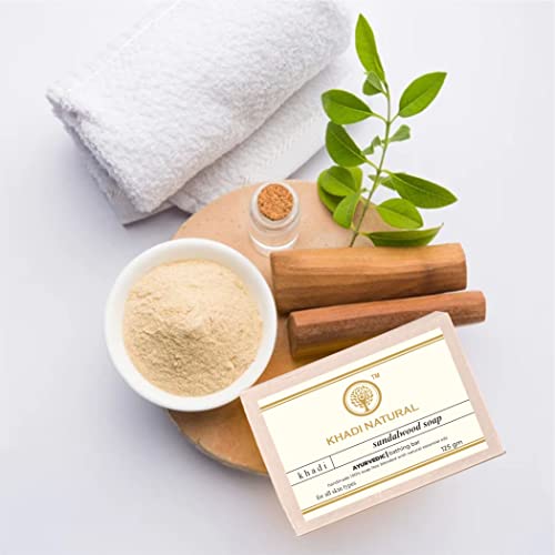Image of Khadi Natural Ayurvedic handmade bath soap 125g Each SANDALWOOD Soaps Pack of 6