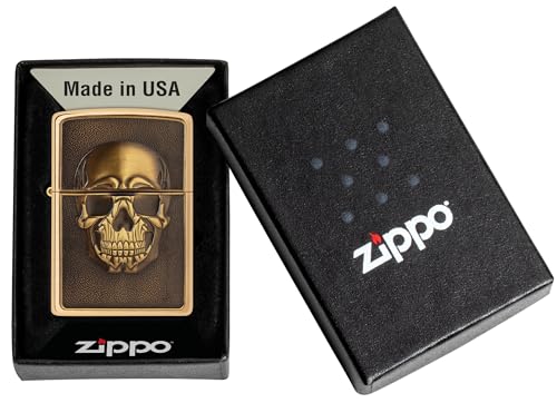 Encendedor Zippo Brushed Brass diseño calavera miniatura 5