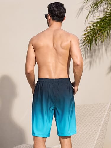 SILKWORLD Mens Swimming Trunks with Compression Liner 2 in 1 Quick-Dry 9" Swim Shorts with Zipper Pockets4